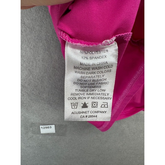 Footjoy Polo Shirt Womens Size M Pink Performance Knit Golf Polka Dot Stretch - Picture 9 of 10